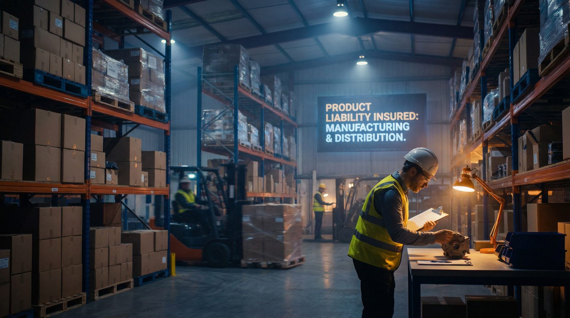 Warehouse with products and quality control